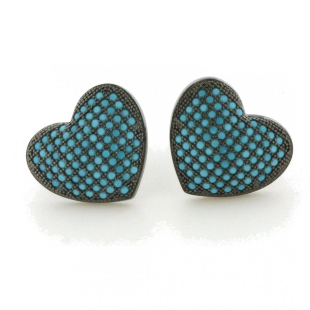 Γυναικεία Σκουλαρίκια Verita Καρδιές Ασήμι 925 Μαύρο Μπλε Ζιργκόν 10323199