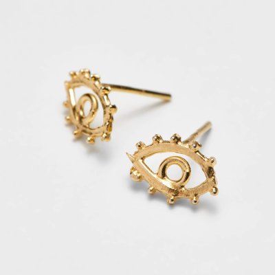 Woman's Earrings Xoutou's Evel Eye Pins Gold Plated 925 Sterling Silver 69361-Gold